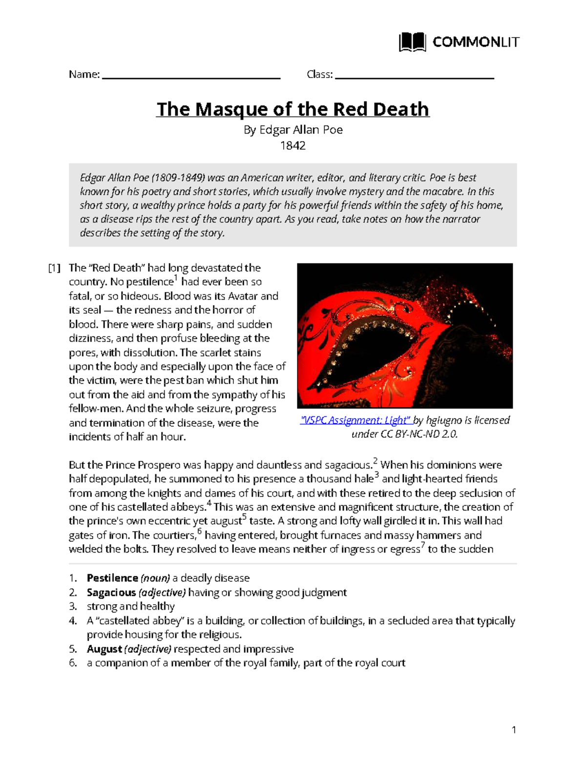 The Masque of the Red Death (ENG 101) - Study Notes and Analysis - Studocu