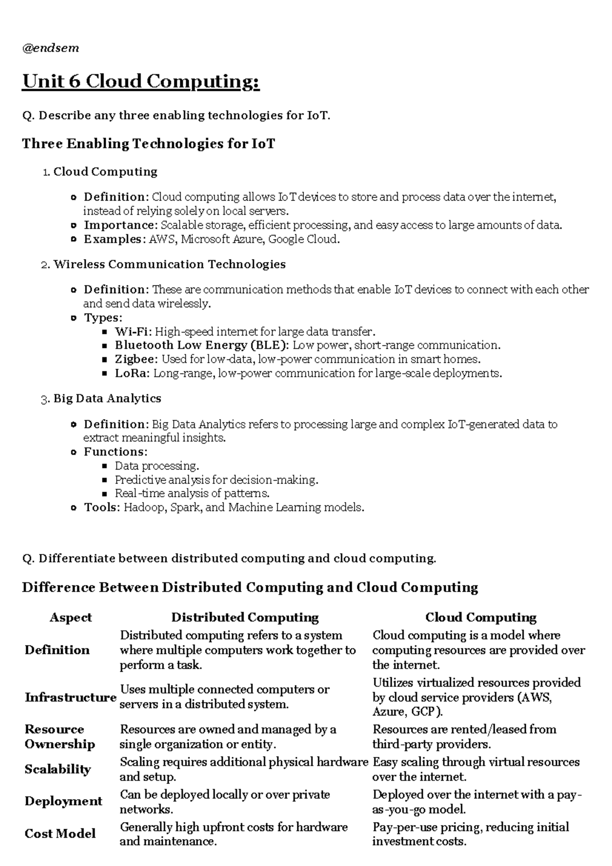 Unit 6 CC - Enabling Technologies for IoT and Distributed Systems - Studocu