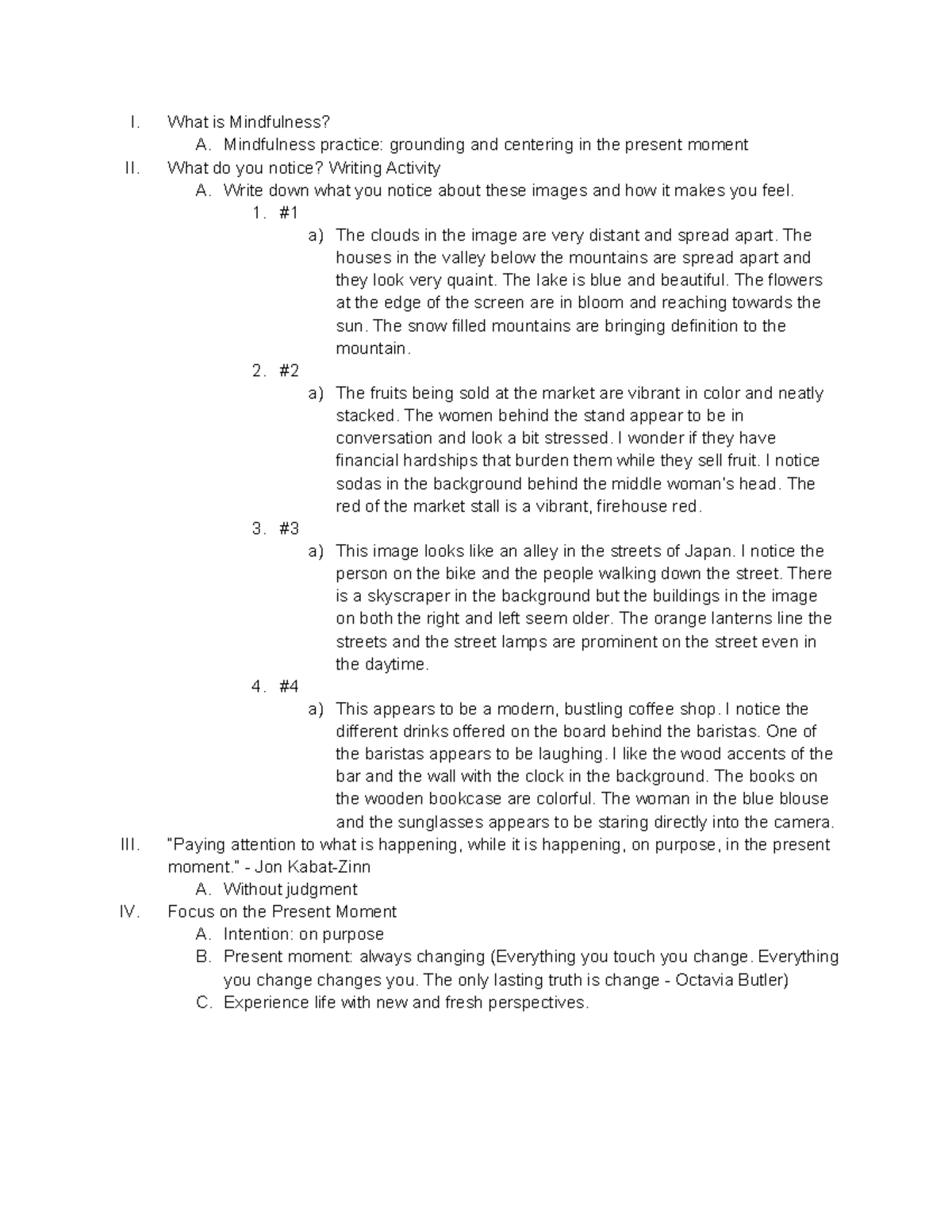 8 29 2022 Lecture Notes - I. What is Mindfulness? A. Mindfulness ...