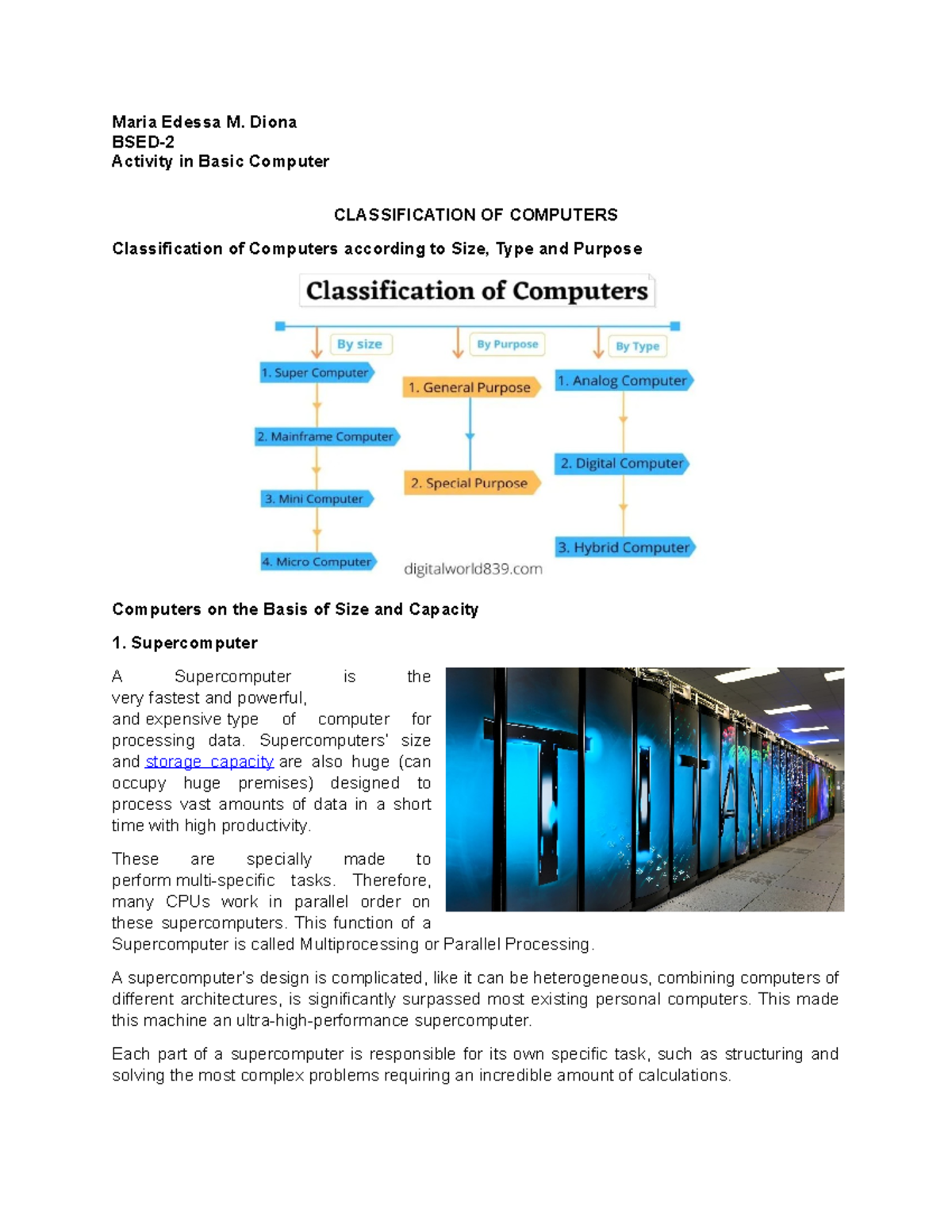 Activity in Basic Computer - Maria Edessa M. Diona BSED- Activity in ...