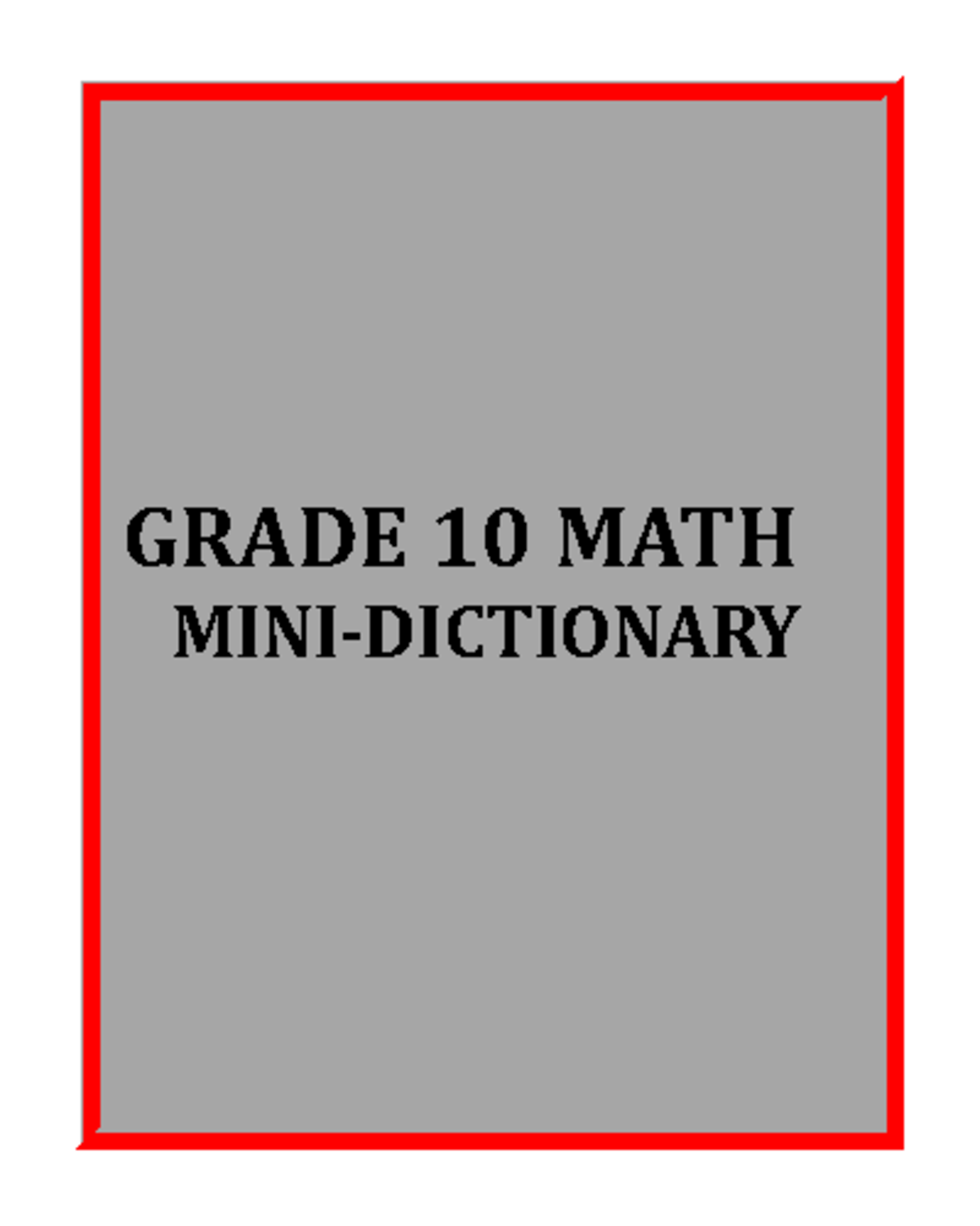 Grade 10 Math Mini-Dictionary: Key Terms and Definitions - Studocu