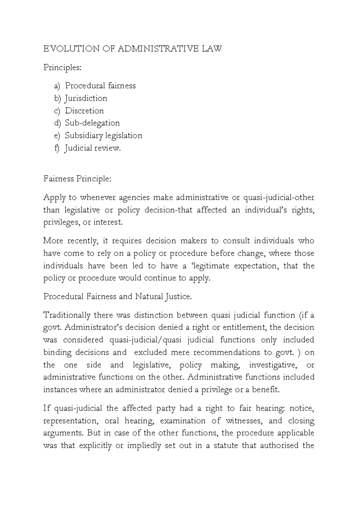 Principles of Administrative Law: Key Concepts and Fairness (ADML 101 ...