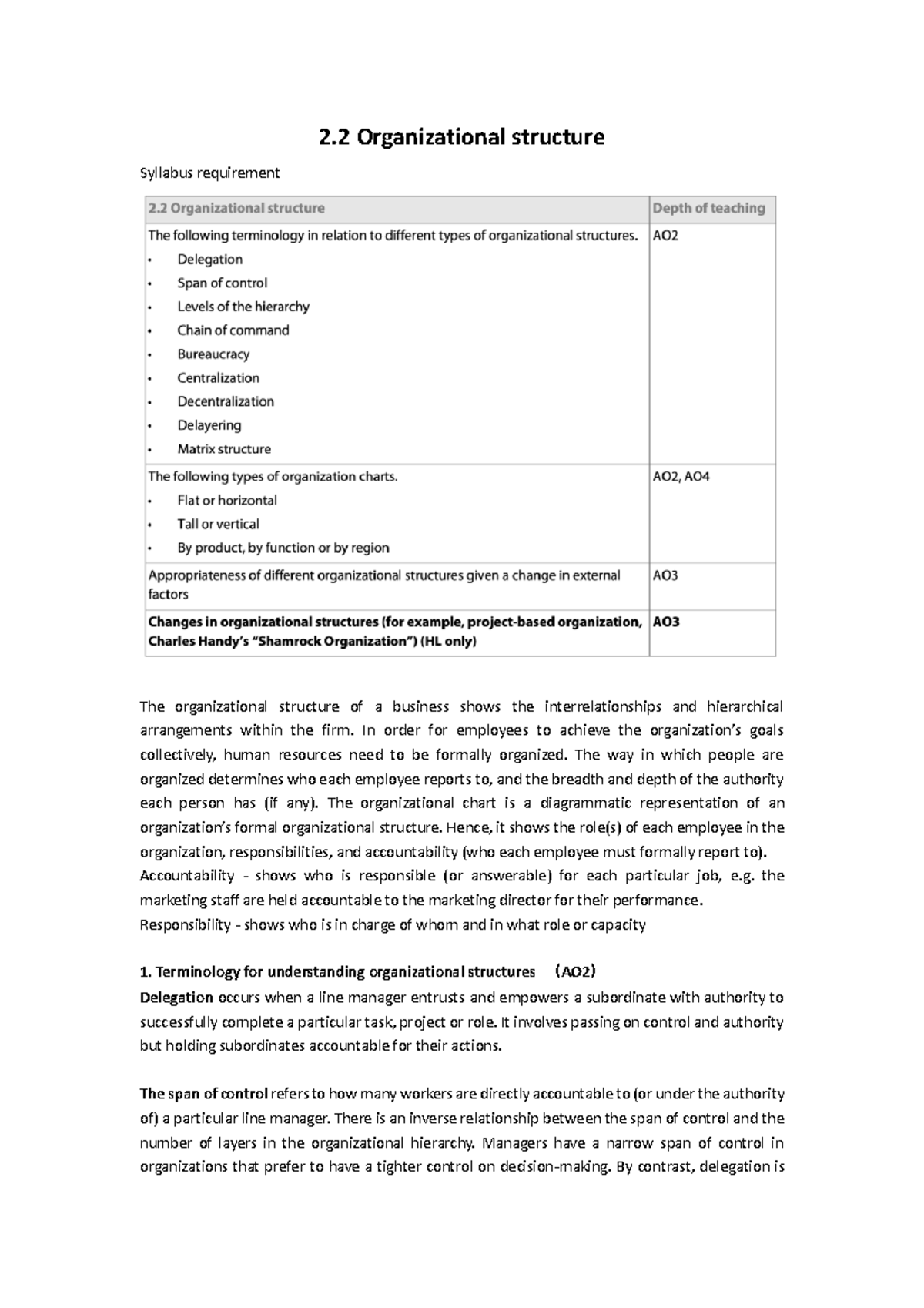 Organizational Structure - In order for employees to achieve the ...