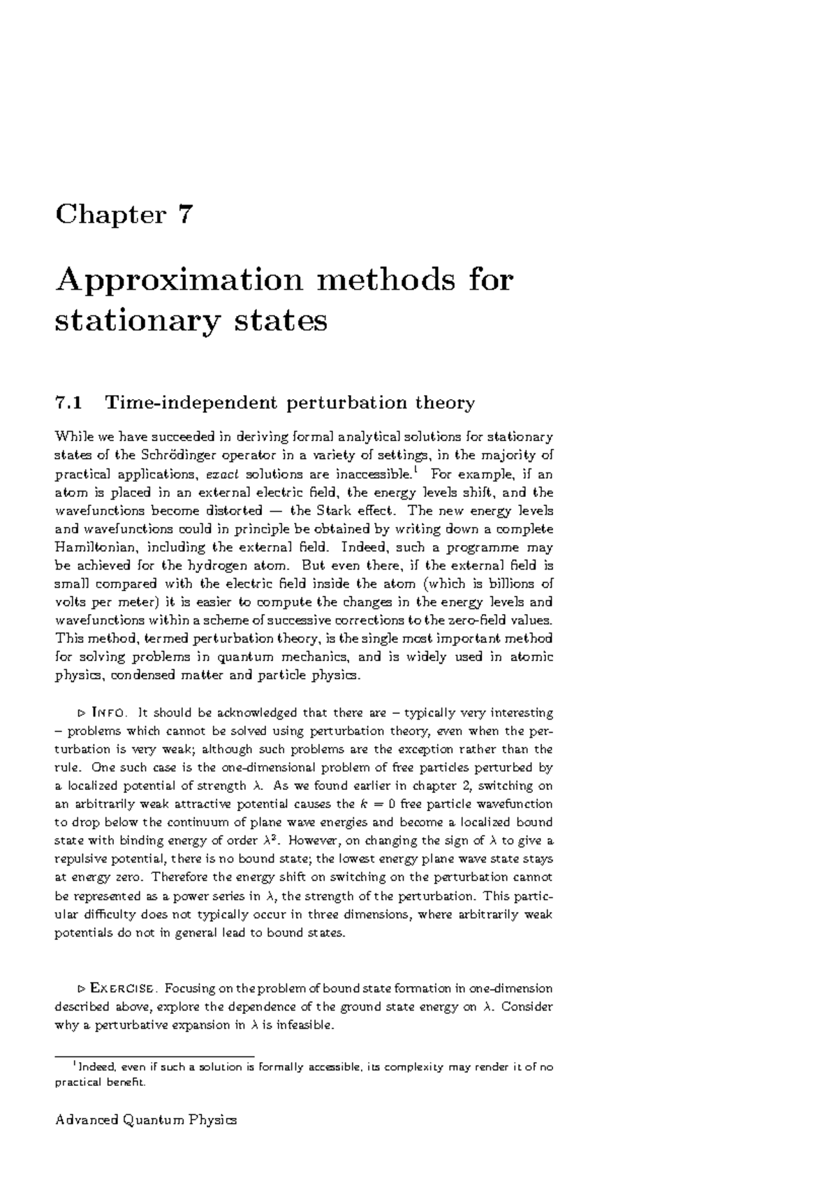 Advanced Quantum Physics: Chapter 7 - Perturbation Theory and ...