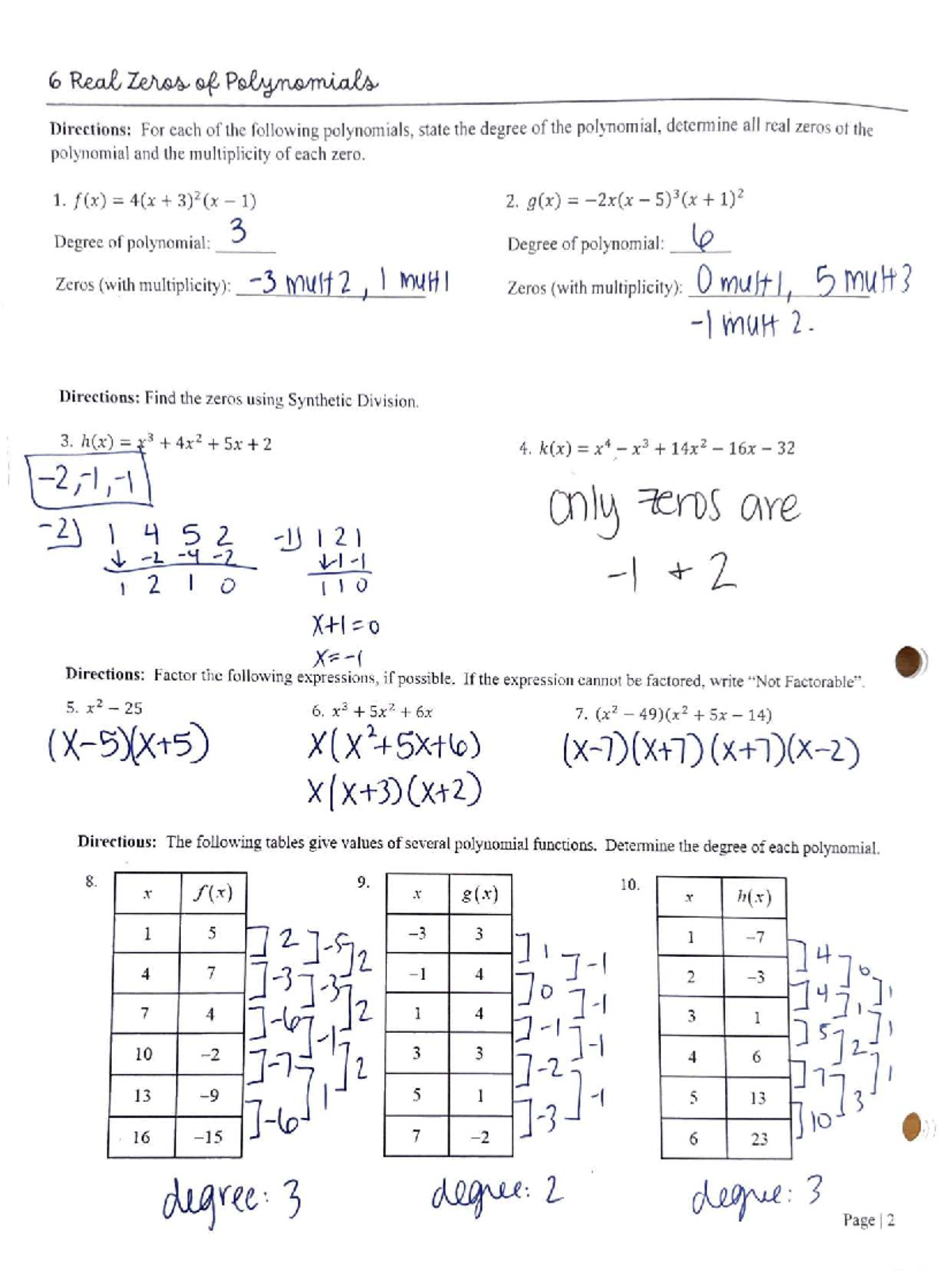 Polynomials Study Guide and Exercises - Math 101 - Studocu