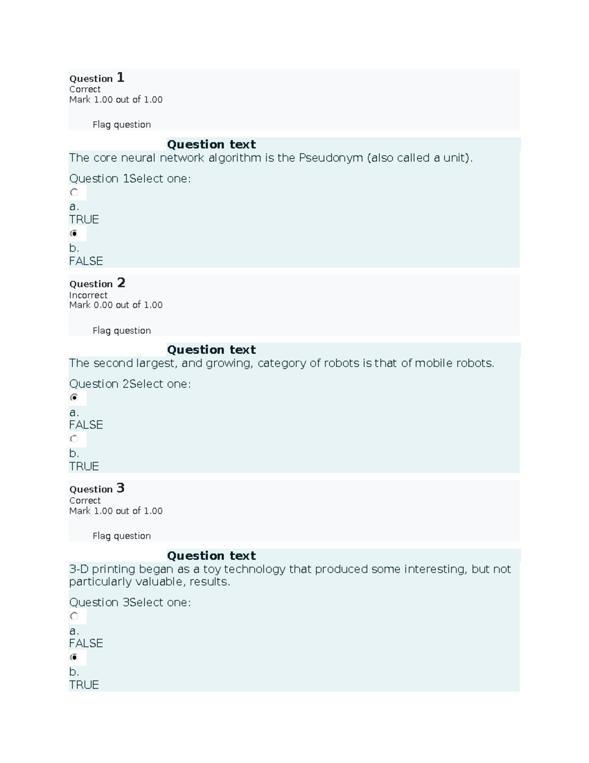 698574676-AI - Seek - Question 1 Correct Mark 1 out of 1. Flag question ...