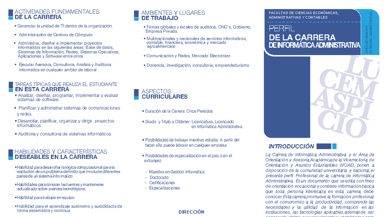 Perfil Profesional de la Carrera de Informatica Administrativa - 2019 ...