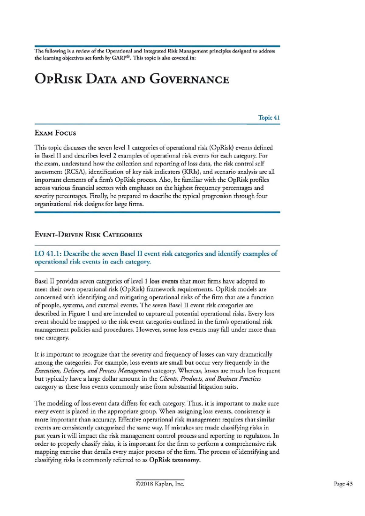 Operational Risk Management Principles Review - OPRISK DATA AND GOV ...