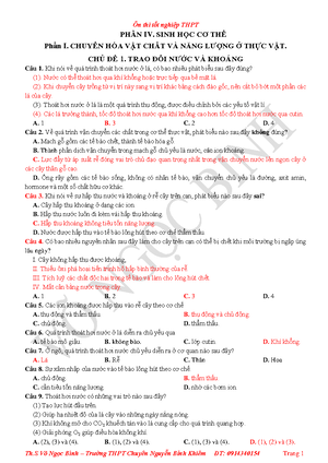 [Solved] Cc chuyn ha hc 10 chuyn - Sinh học 10 - Studocu