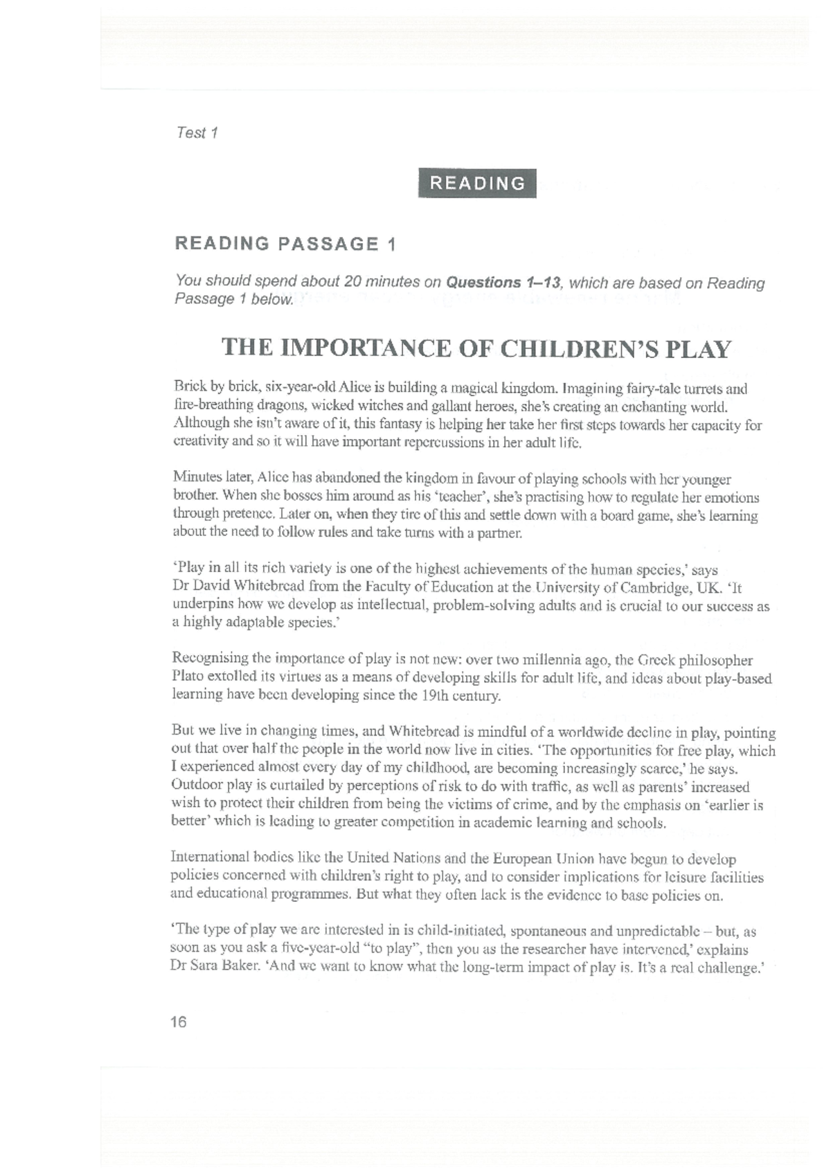 Practice Test 1 - Reading Passages and Questions for Exam Prep - Studocu