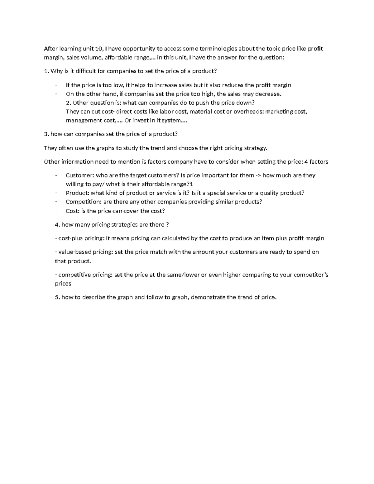 After learning unit 10 - unit 10: price - After learning unit 10, I ...
