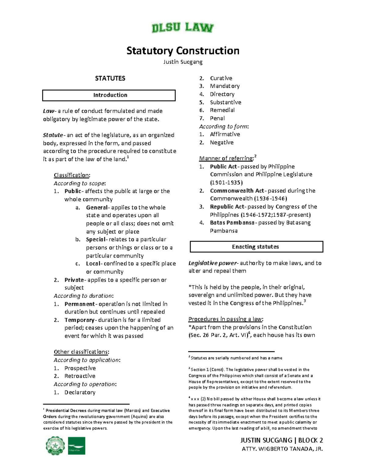 Statutory Construction Overview: Legal Definitions & Classifications ...