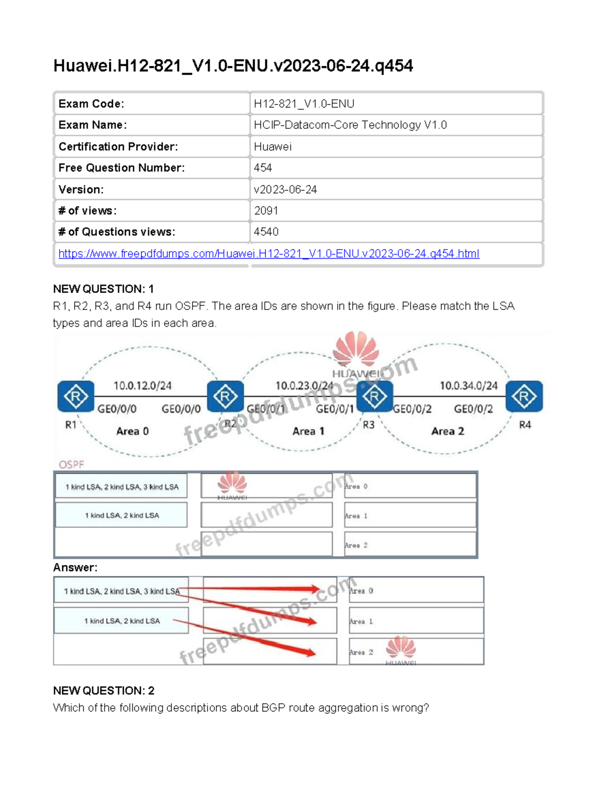 Huawei H12-821 V1.0 Exam Questions and Answers Compilation - Studocu