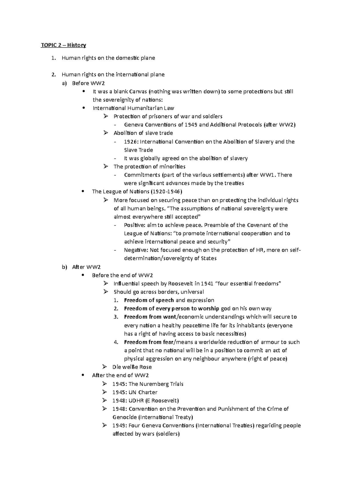 Topic 2: Human Rights History Overview - Inglés - Studocu
