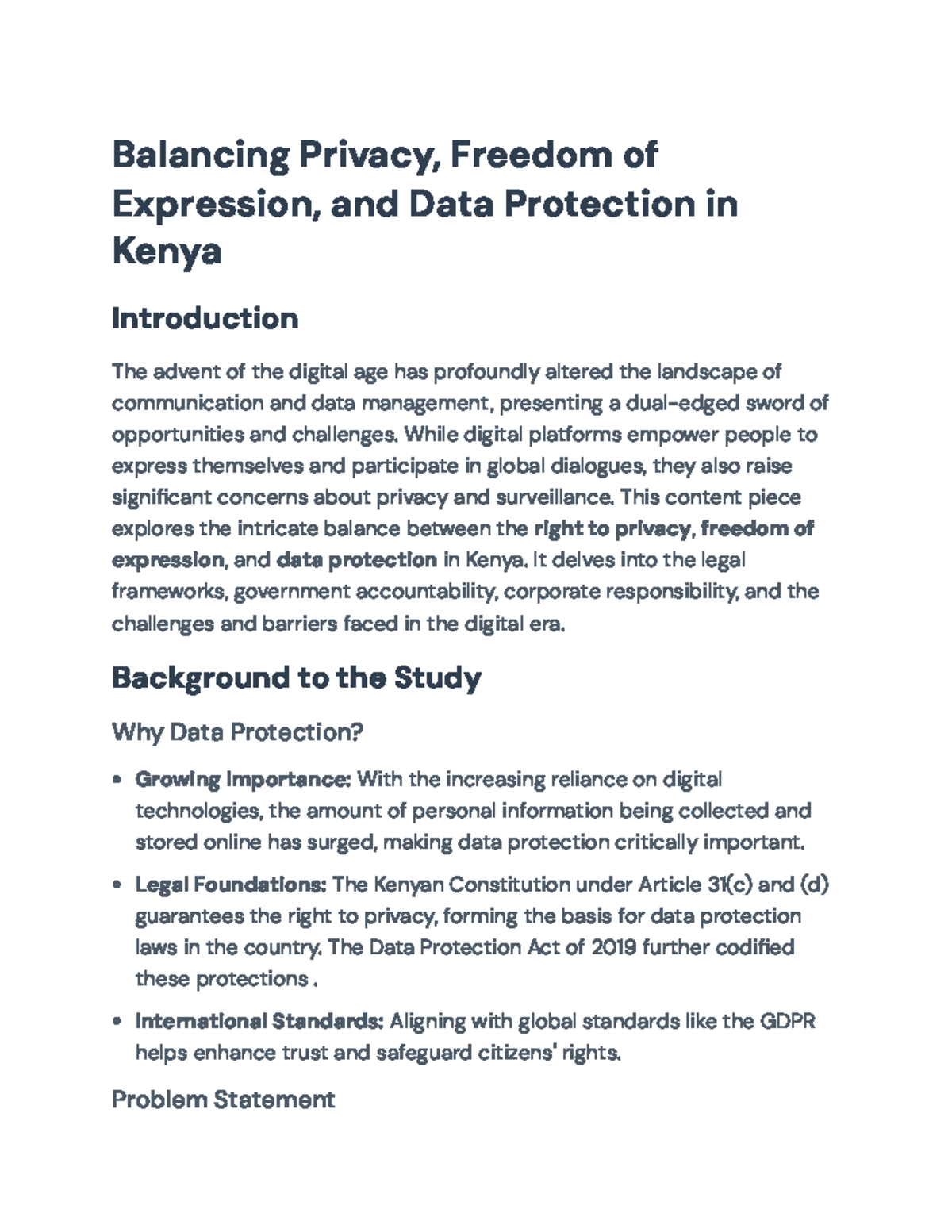 Balancing Privacy, Freedom of Expression, and Data Protection in Kenya ...