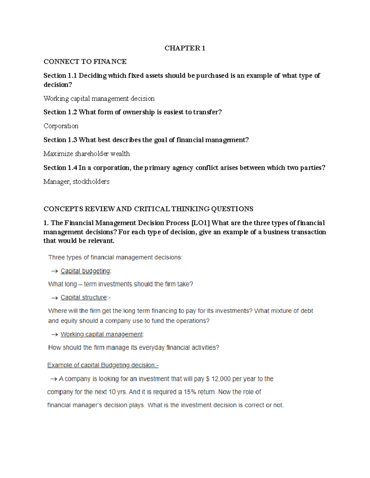 Chapter 1 - Corporate Finance Exercises for NEU students - Studocu