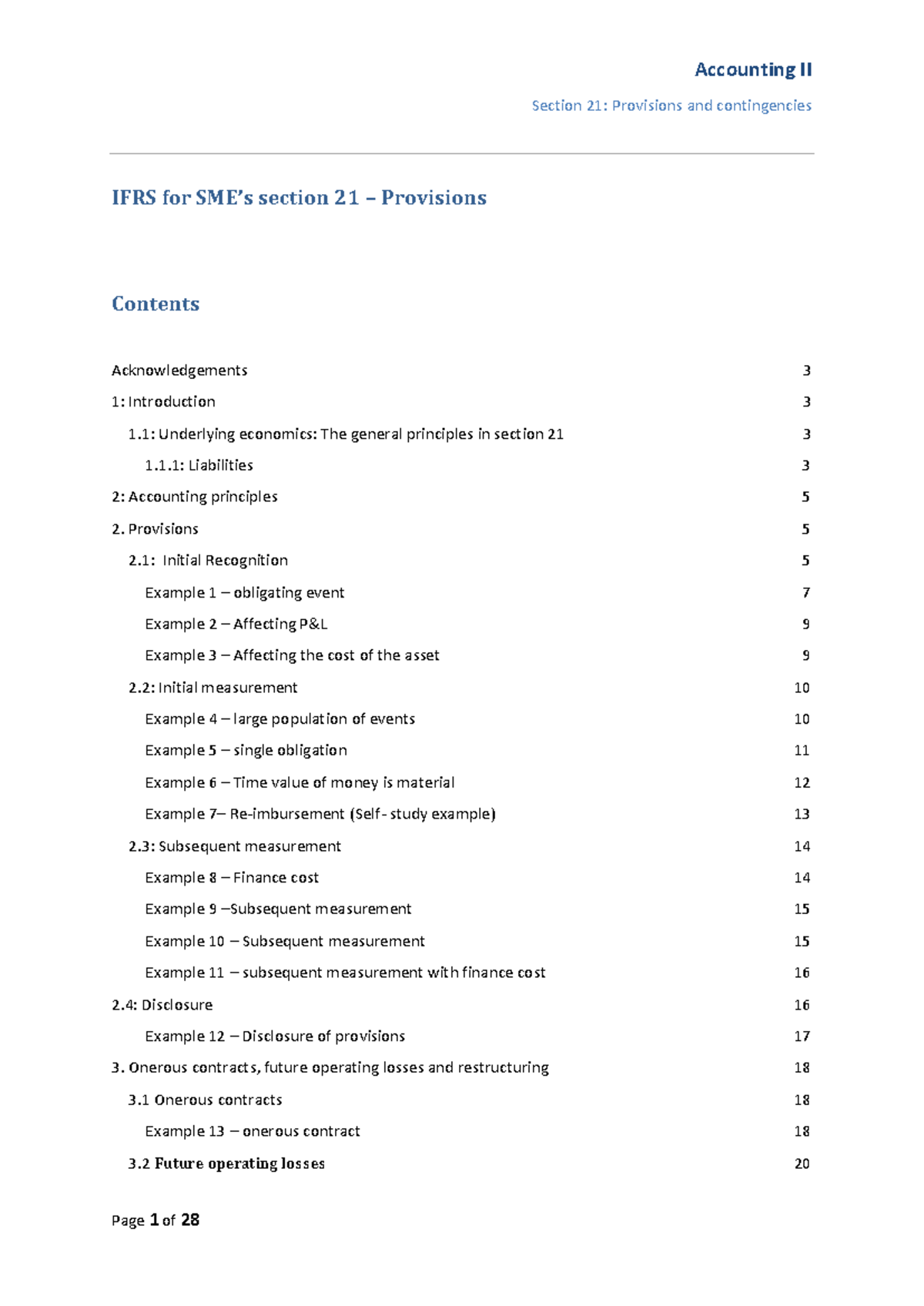 IFRS for SME Section 21: Provisions & Contingencies - Course Notes and ...