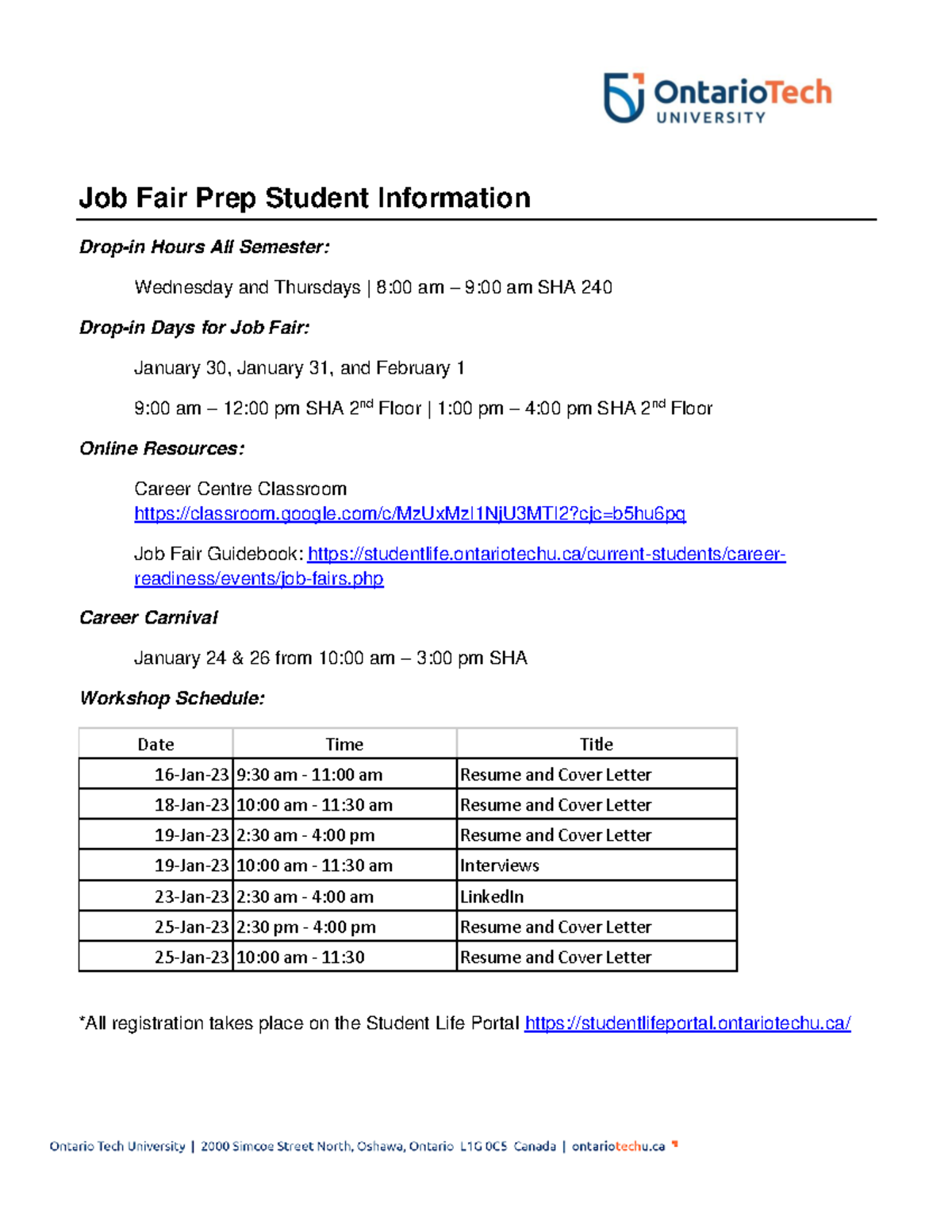Job Fair Preparation Support - Job Fair Prep Student Information Drop ...