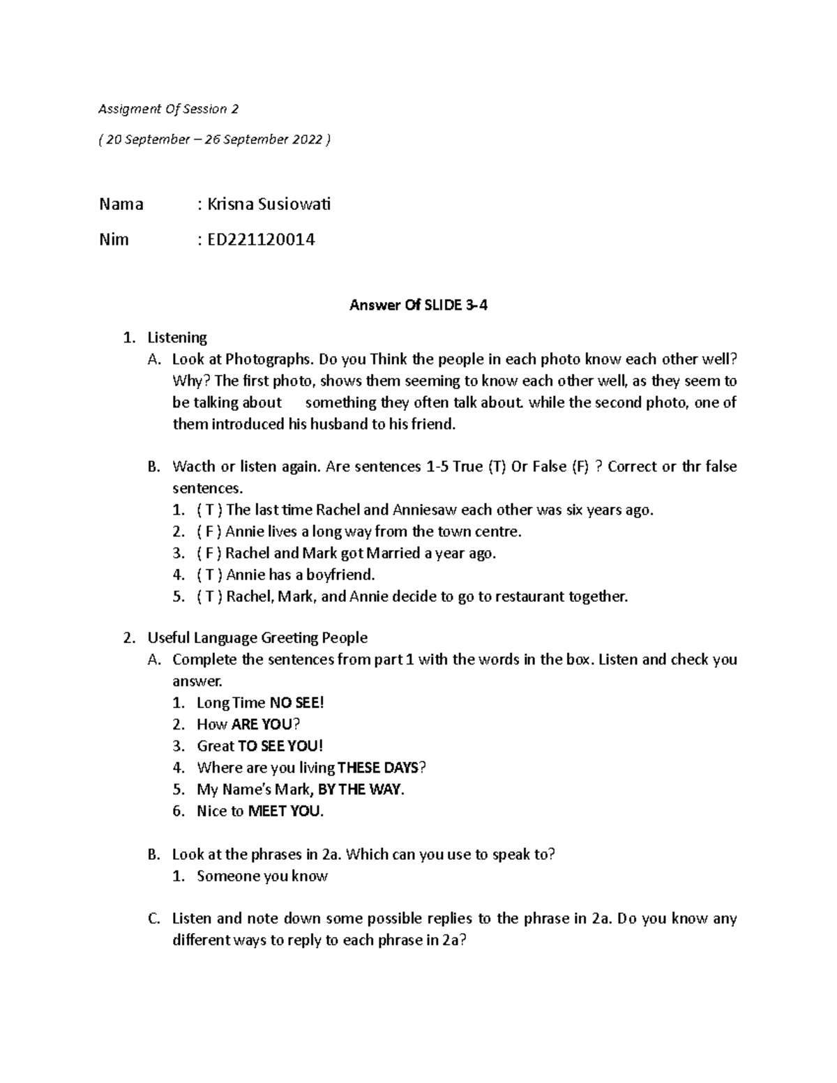 Session 2 Assignment Notes for English Practice (ED) - Studocu