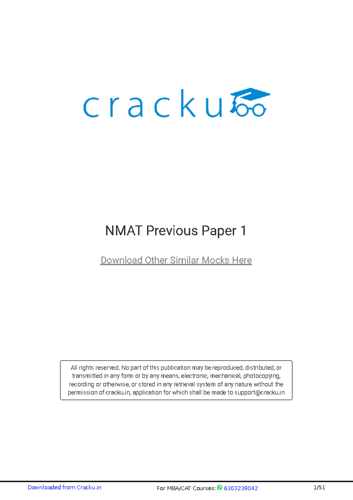 NMAT Previous Paper 1 by Cracku - NMAT Previous Paper 1 Download Other ...