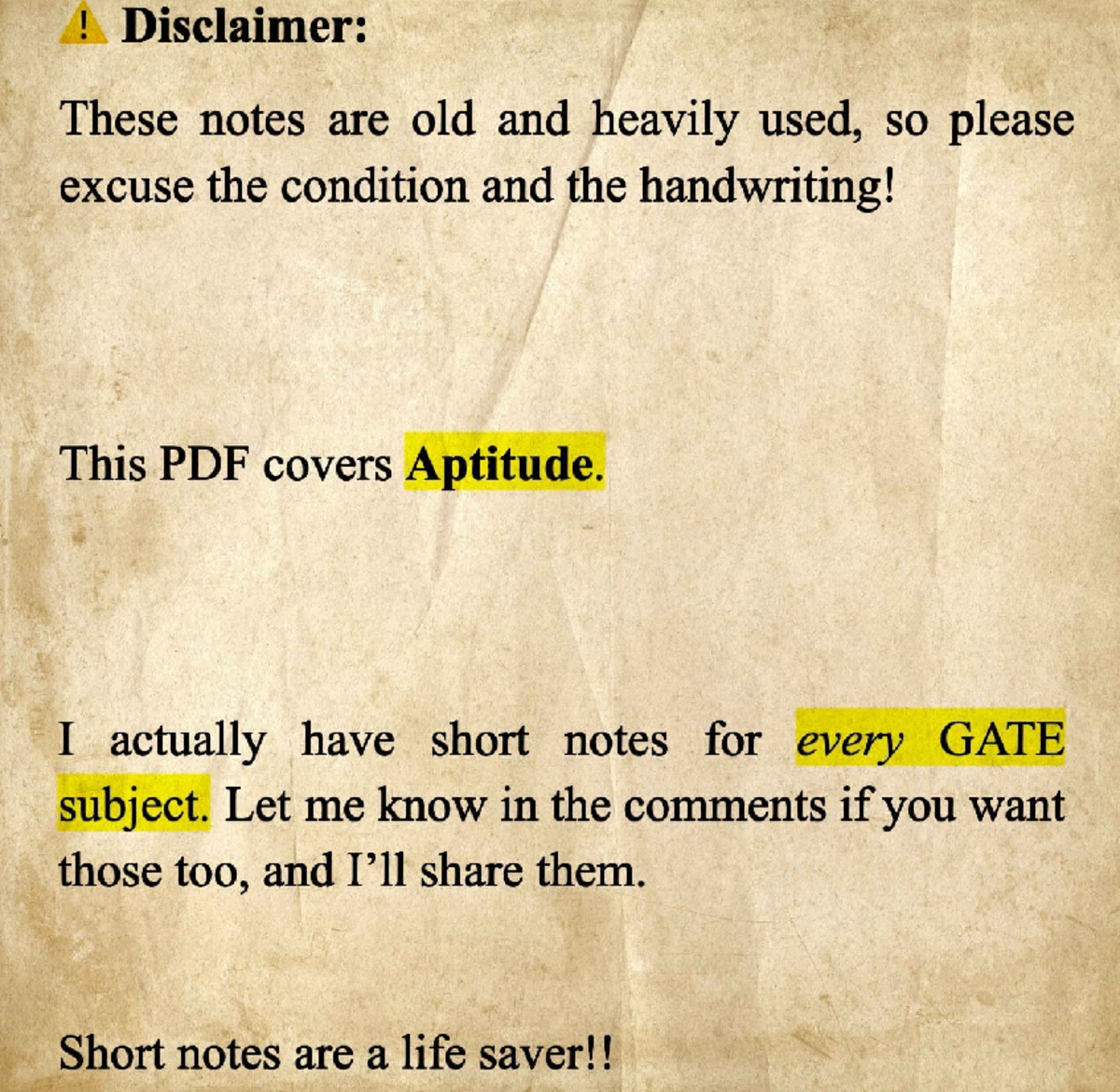 GATE Aptitude Short Notes: Essential Exam Reference Guide - Studocu