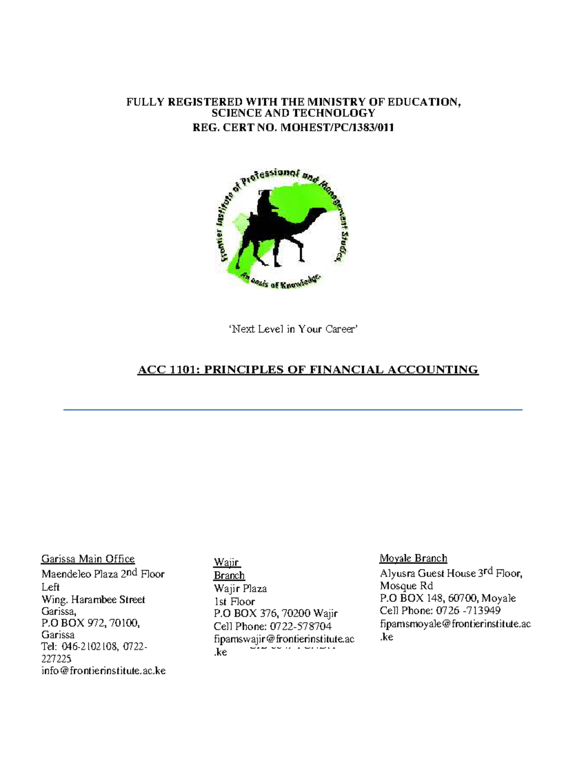 ACC 1101: Principles of Financial Accounting - Comprehensive Notes ...