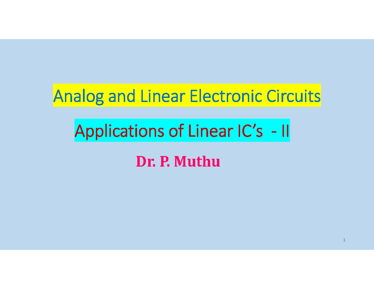 Analog and Linear Electronic Circuits: PLL Applications and Challenges ...
