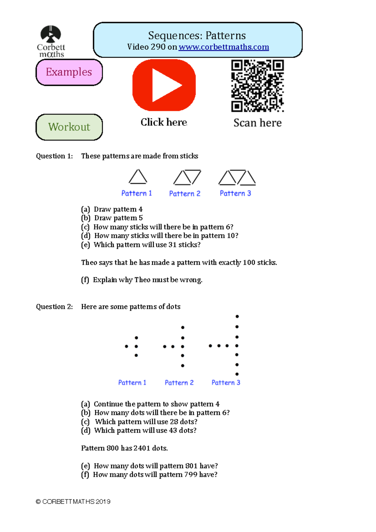 Sequences: Patterns - Practice Questions - Studocu