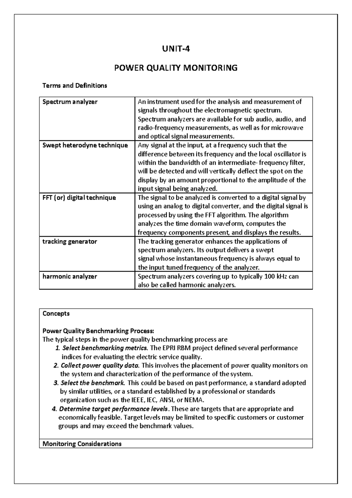 PQ-Unit-4: Comprehensive Notes on Power Quality Monitoring Techniques ...