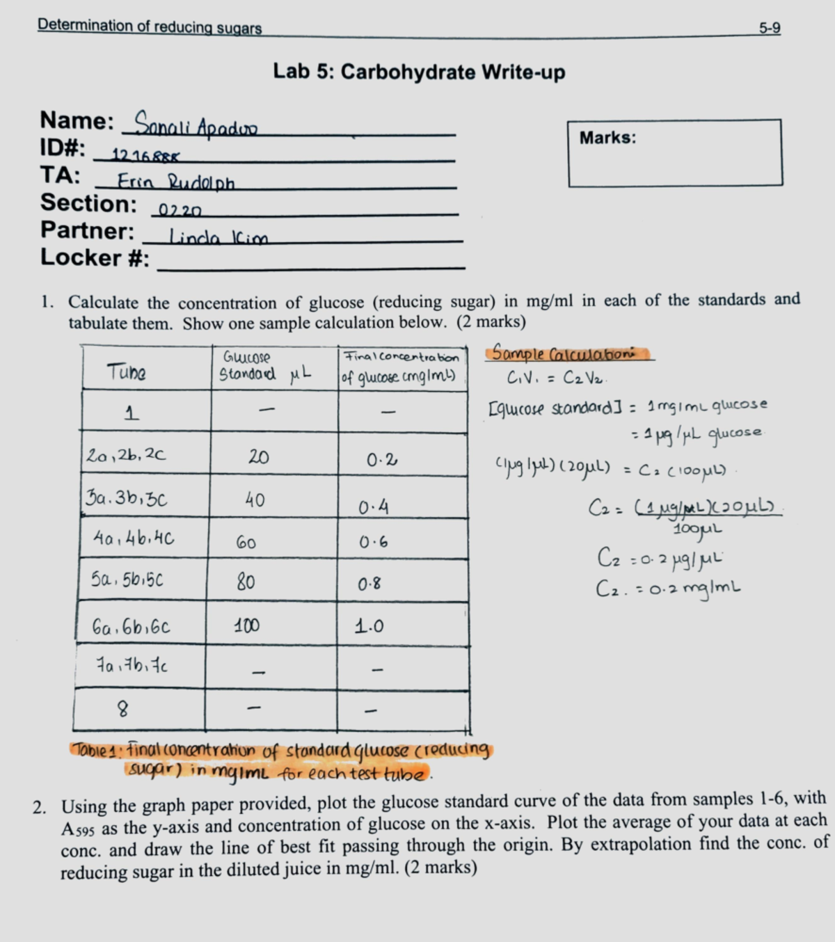 Sonali Lab5 - Last lab practice - Determination of reducing sugars Lab ...