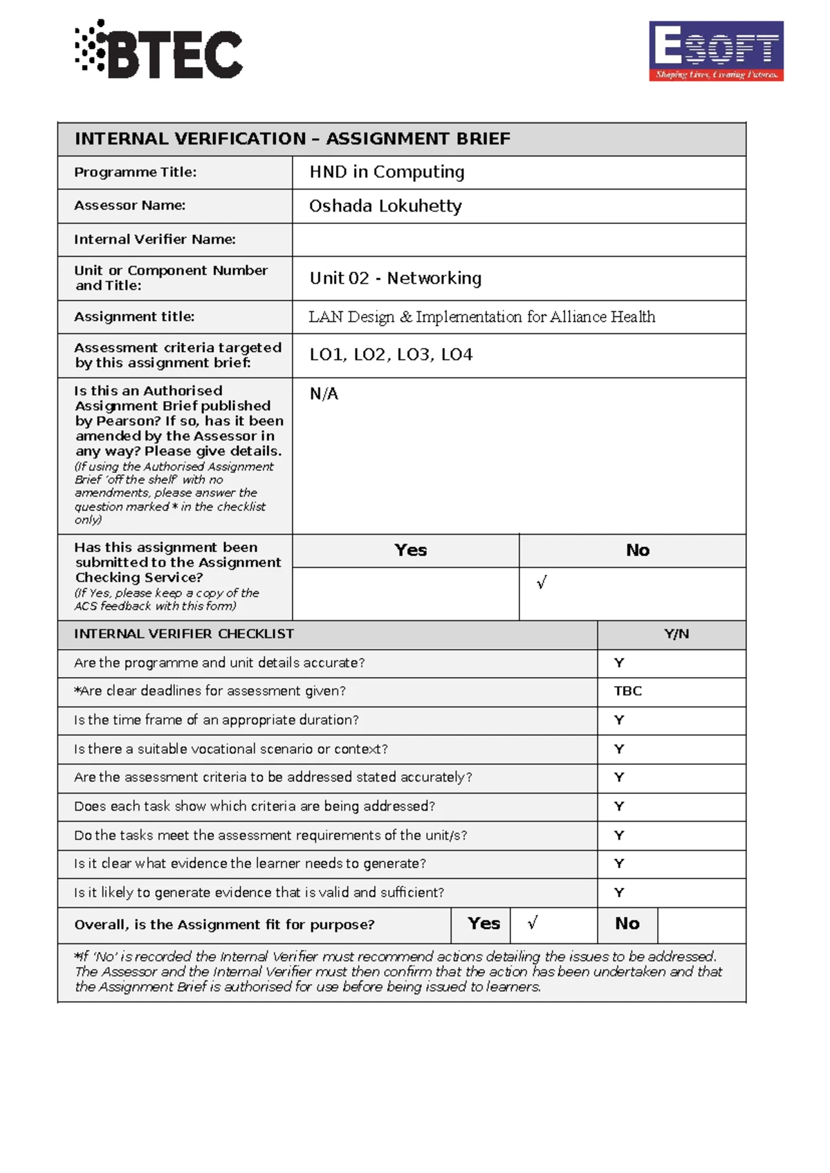 BTEC HND in Computing Unit 04: Database Design & Development Assessment ...