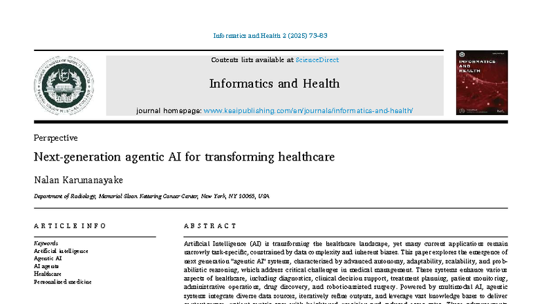 Informatics and Health 2 (2025) - Lecture on Agentic AI in Healthcare ...
