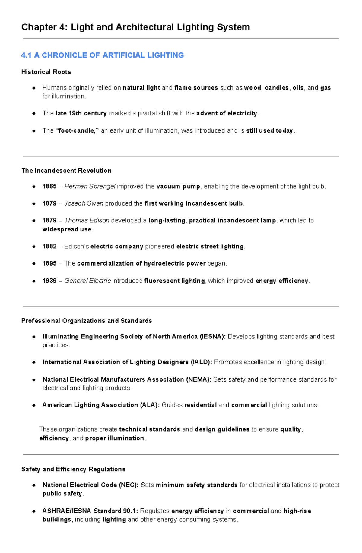 EEU Chapter 4: Light & Architectural Lighting Systems Overview - Studocu