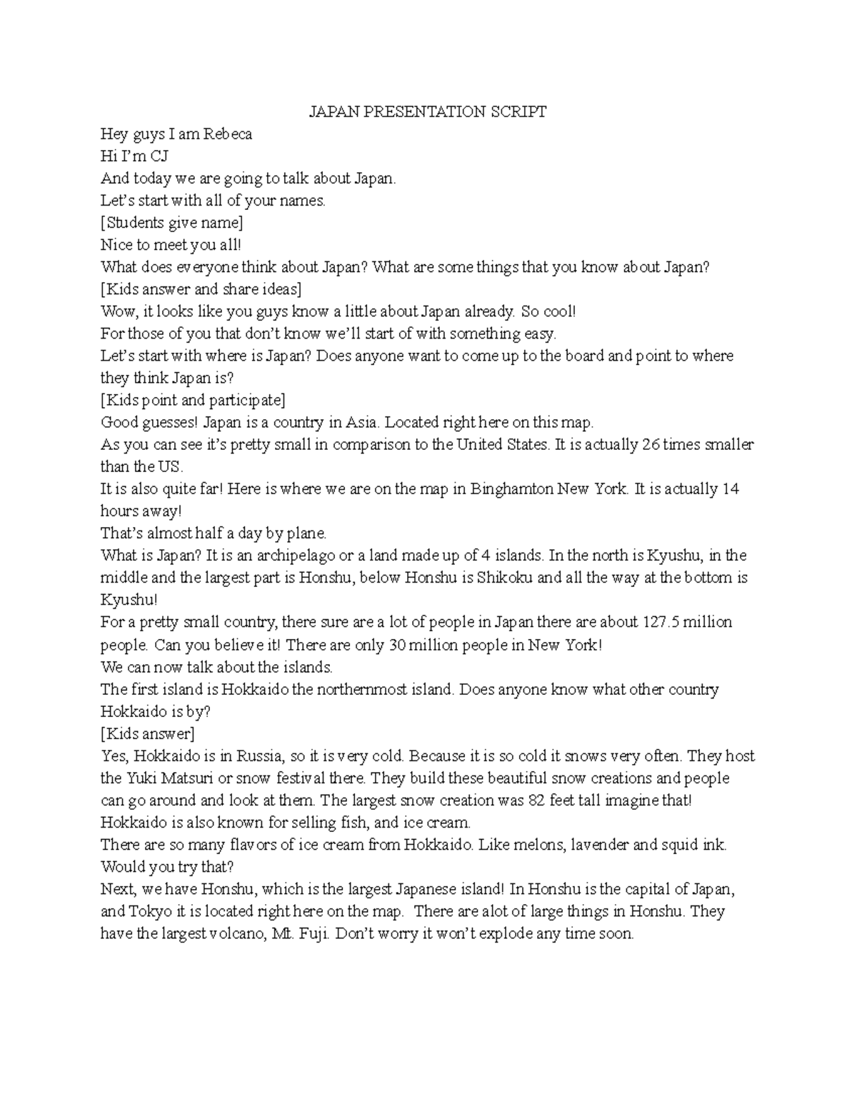 Japan Presentation Script for Class (Final Draft) - Studocu