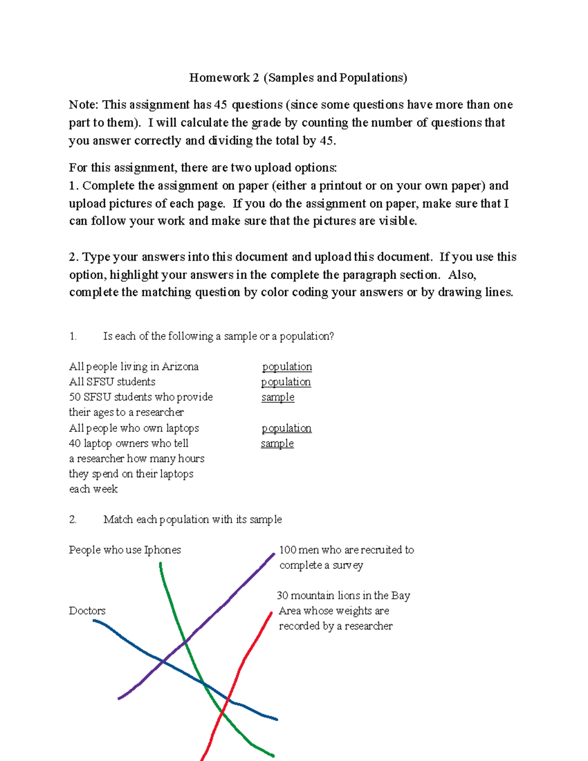 Homework Assignment 2 - Homework 2 (Samples and Populations) Note: This ...