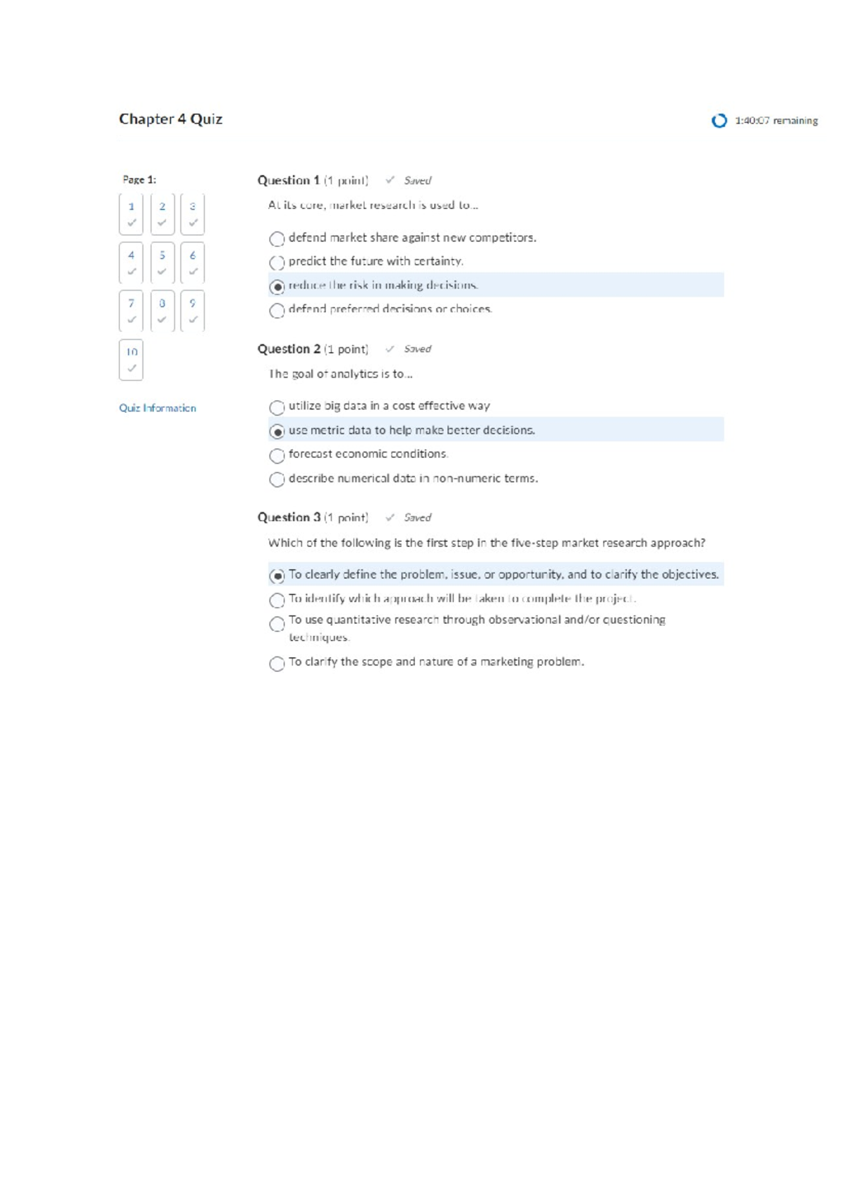 Ch4 - 1 - quiz - Chapter 4 Quiz 1:40:07 remaining Page 1: Question 1 (1 ...