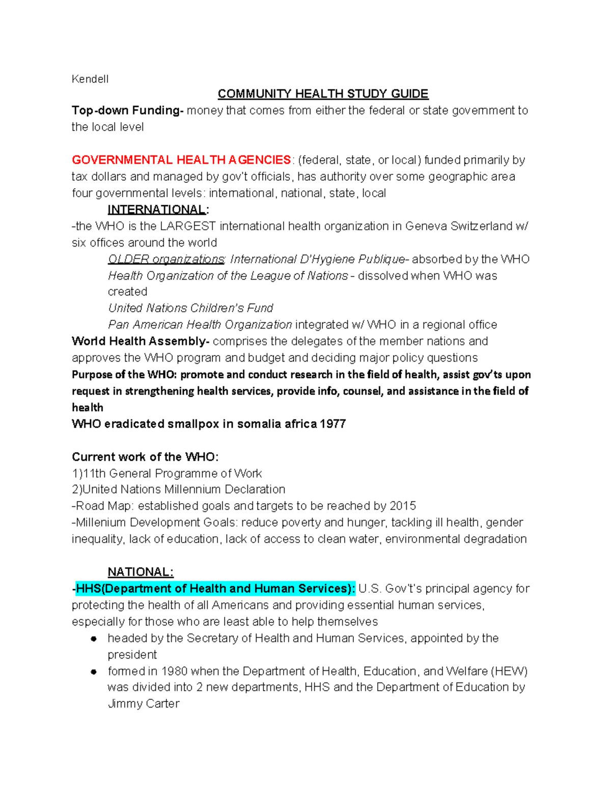 Community Health Study Guide - Test Preparation for Course CH200 - Studocu