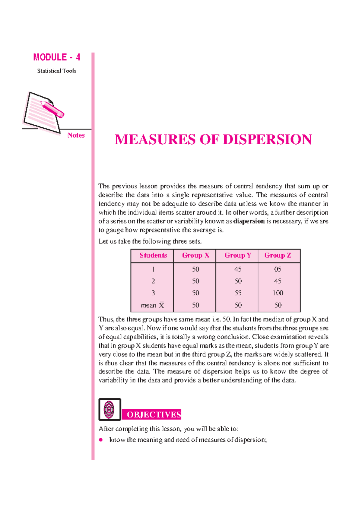 Measures of Disperson - Stats - 146 MODULE - 4 Statistical Tools Notes ...