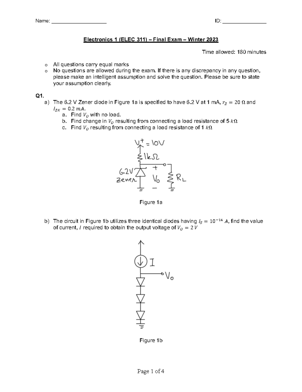 ELEC311 Final Exam Study Guide - Winter 2023 - Studocu