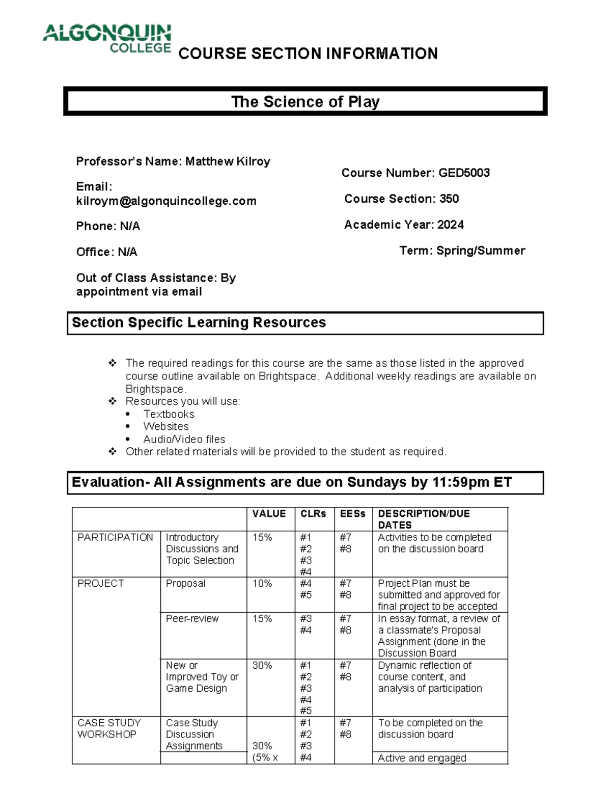 GED5003 Course Section Info: The Science of Play Overview - Studocu