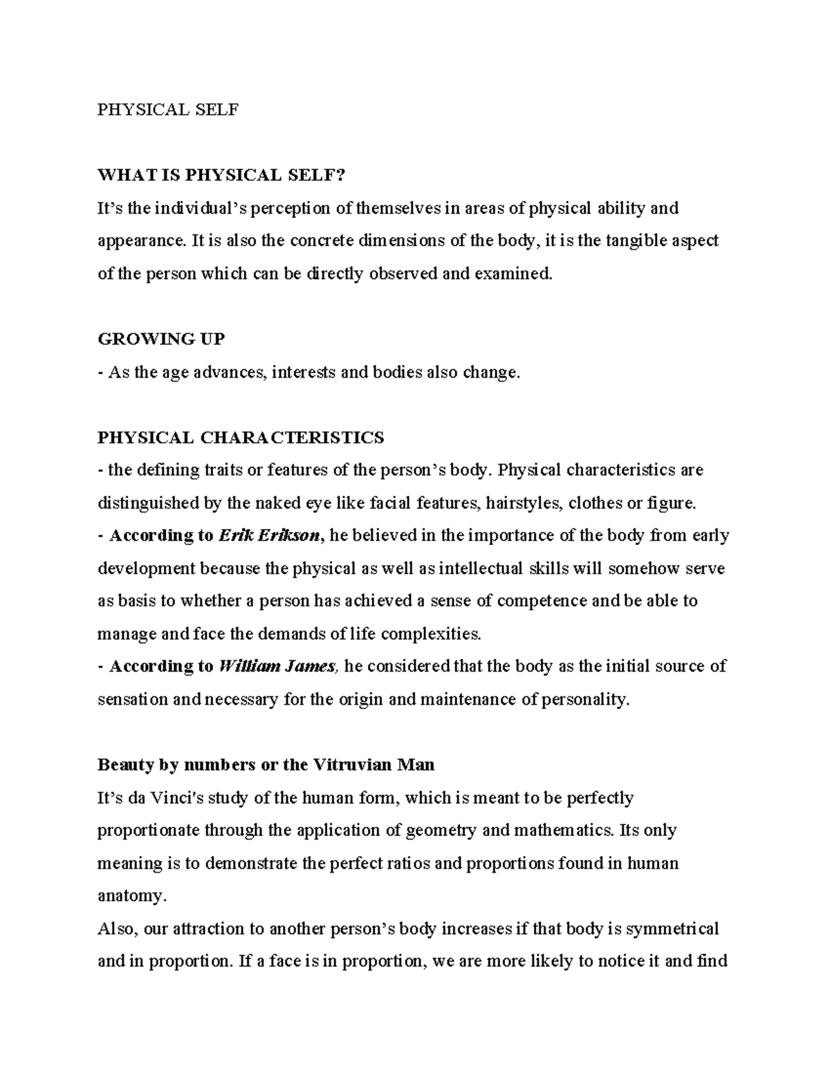 PHYSICAL SELF: Understanding Body Image, Characteristics & Cultural ...