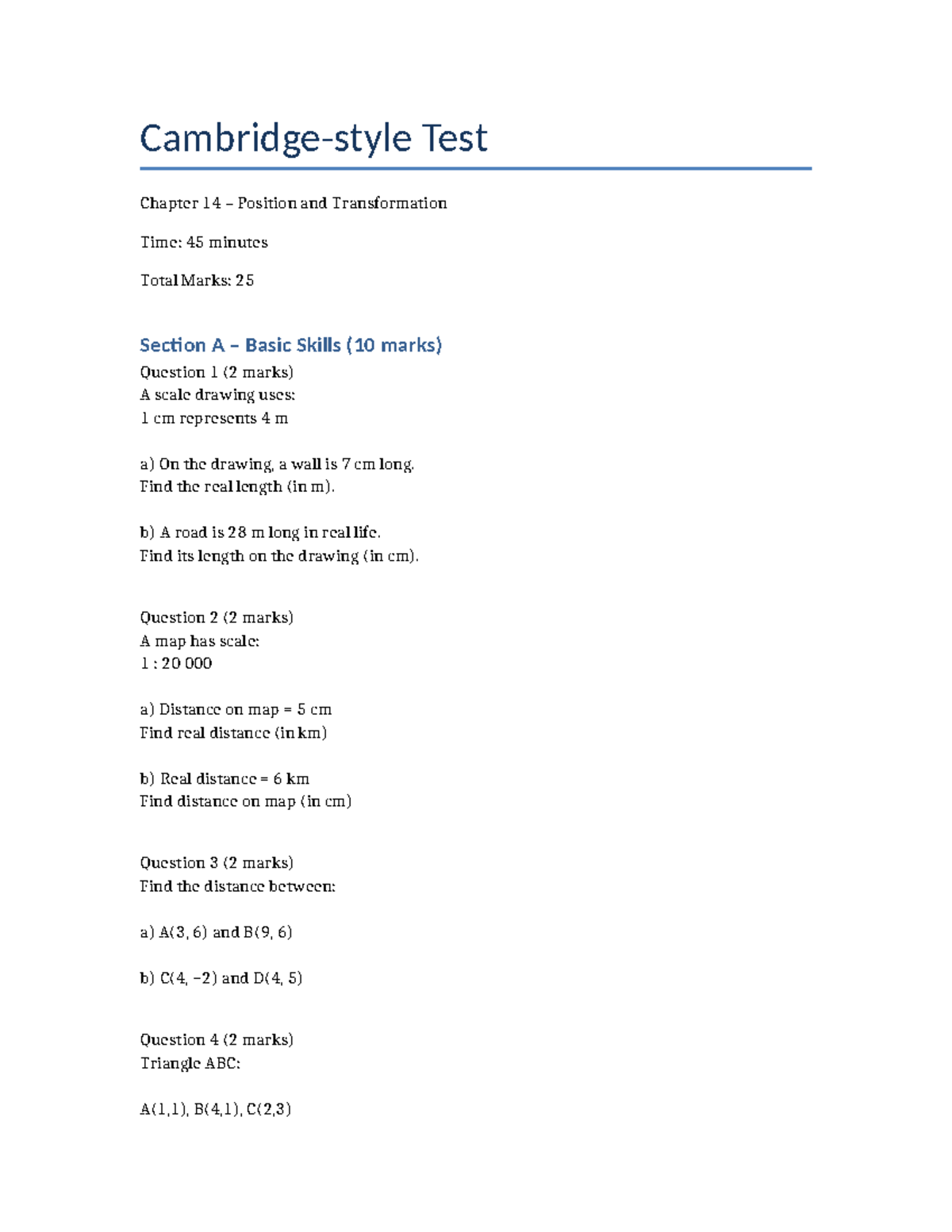Chapter 14 Position And Transformation Summary Test Prep Studocu