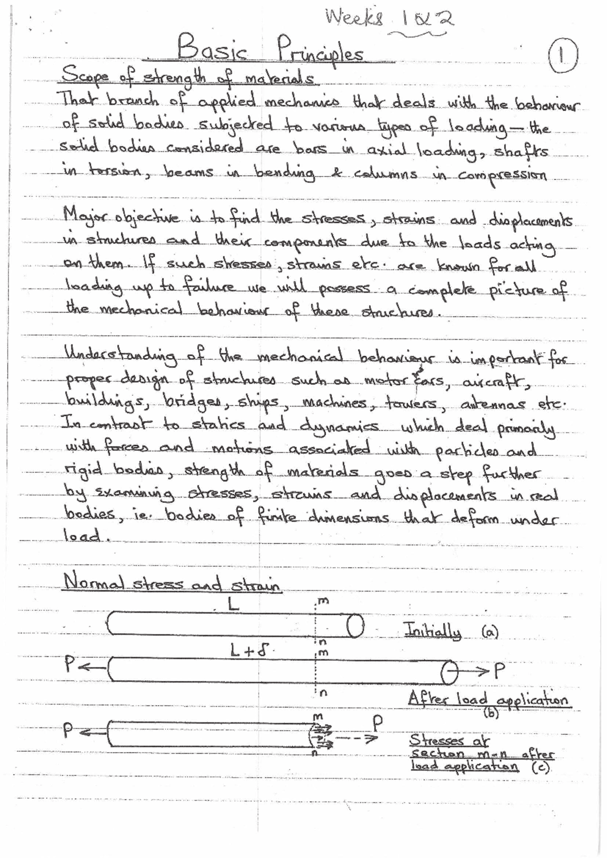 Weeks 122 Lecture Notes: Basic Principles of Strength of Materials ...