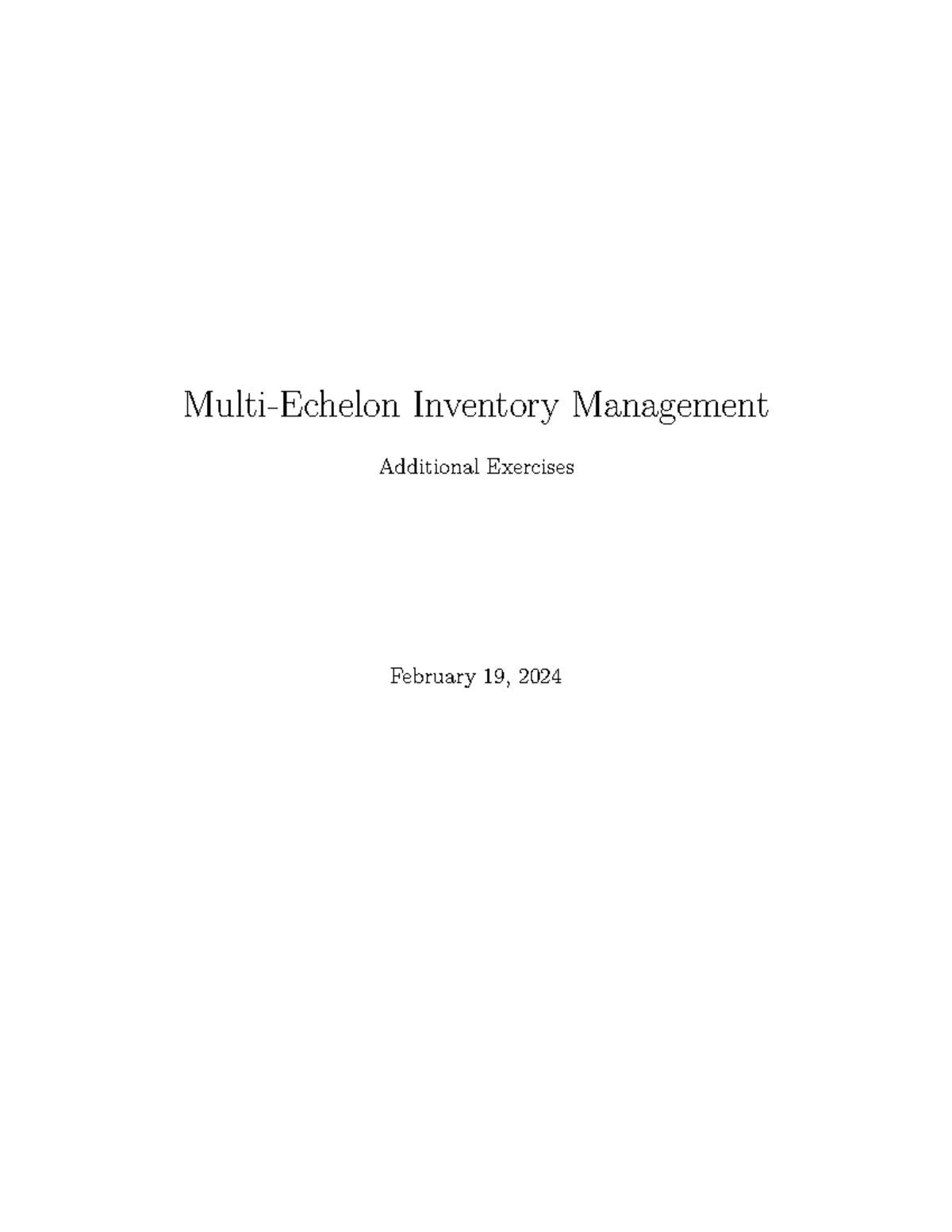 Inventory Management Exercises MEIM: Additional Practice and Solutions ...