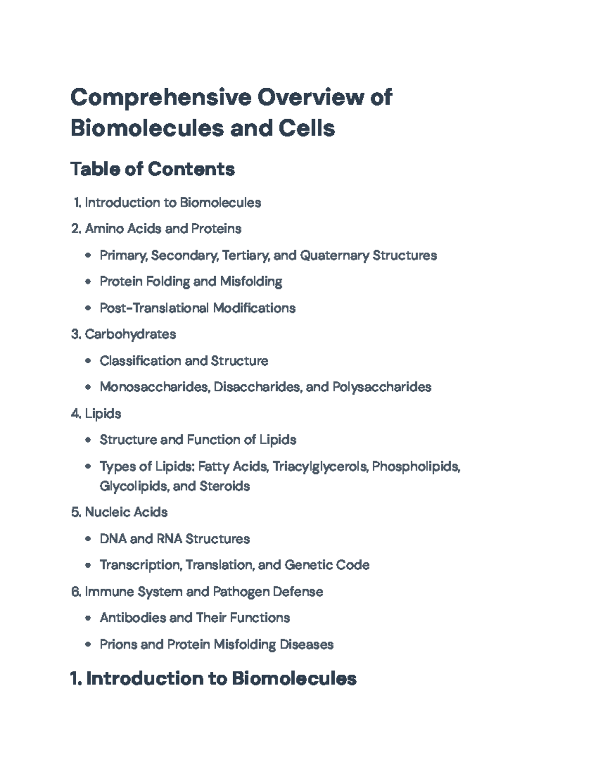 Comprehensive Guide to Biomolecules: Structure and Function Overview ...
