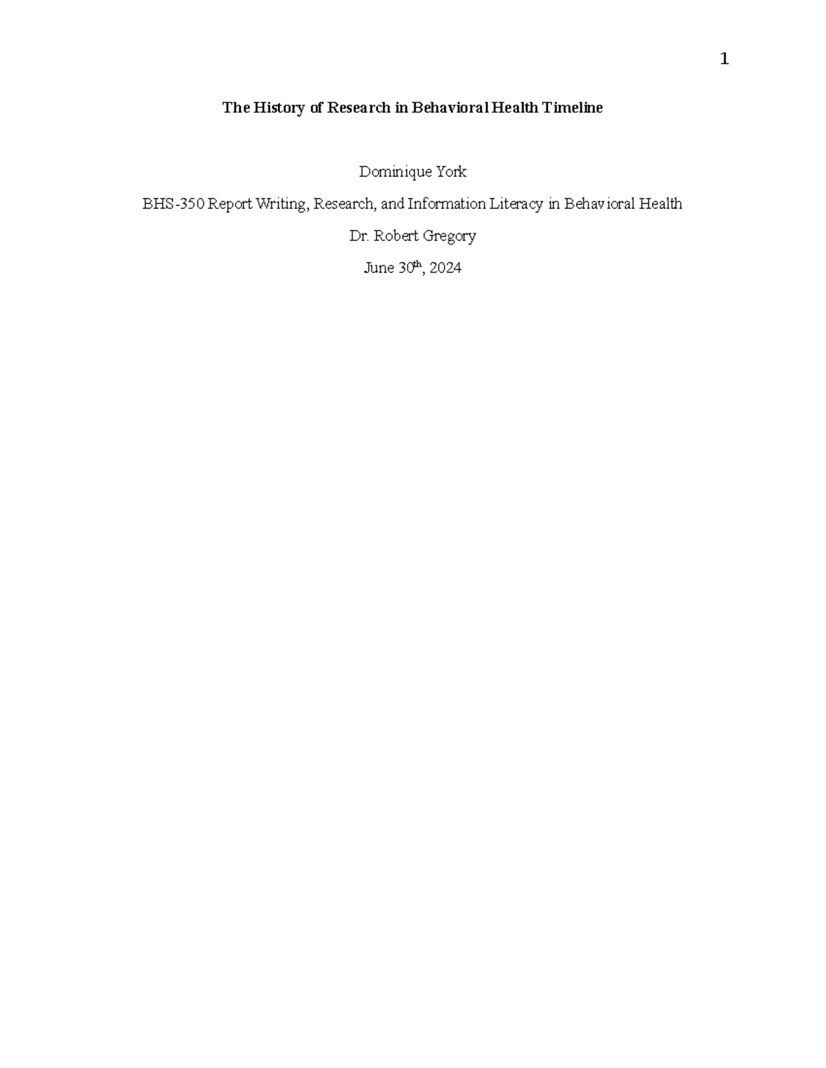 BHS-350 Final Exam: Timeline of Behavioral Health Research Evolution ...