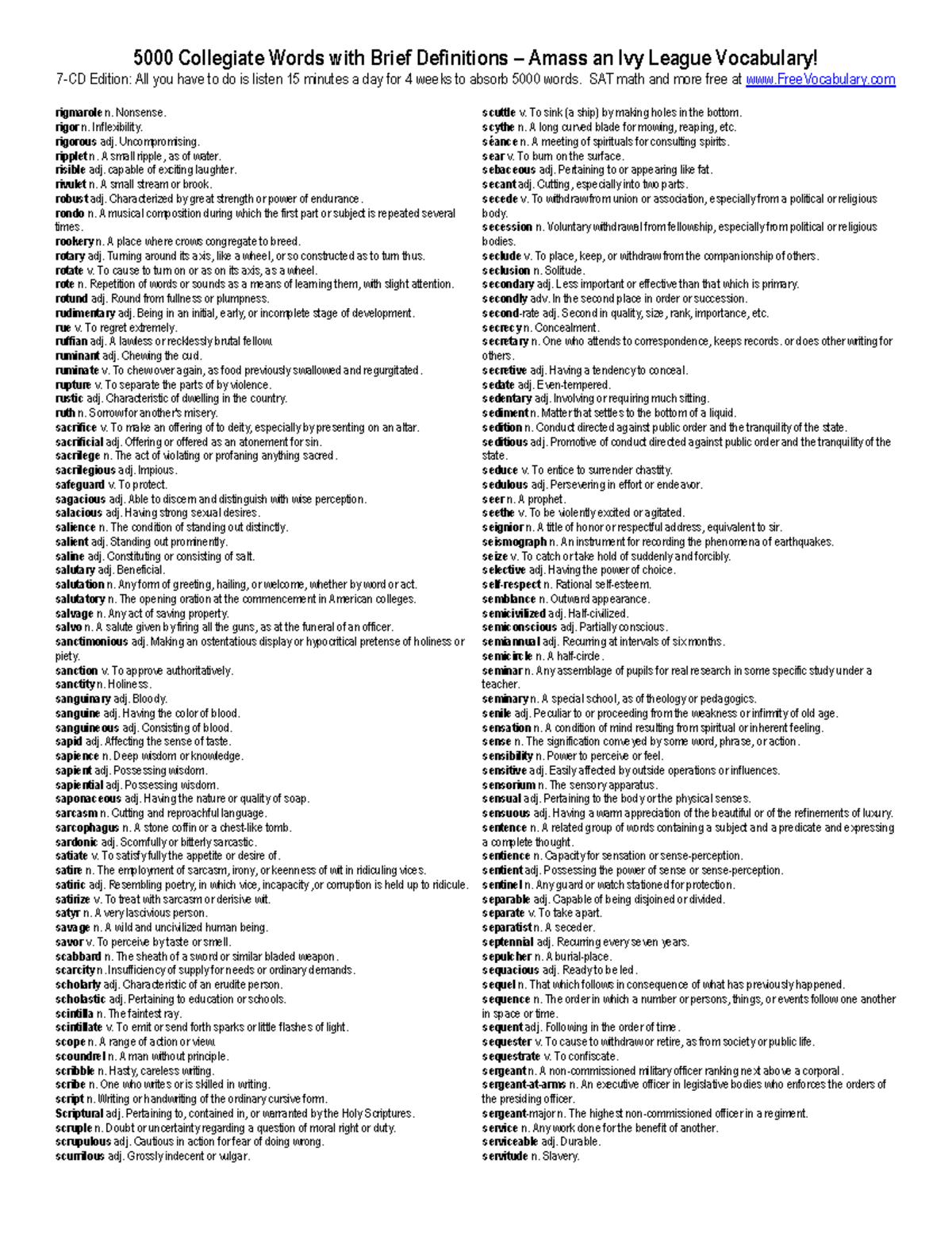 Vocabulary - Math Formulas for SAT Prep (Course Code: 16) - Studocu