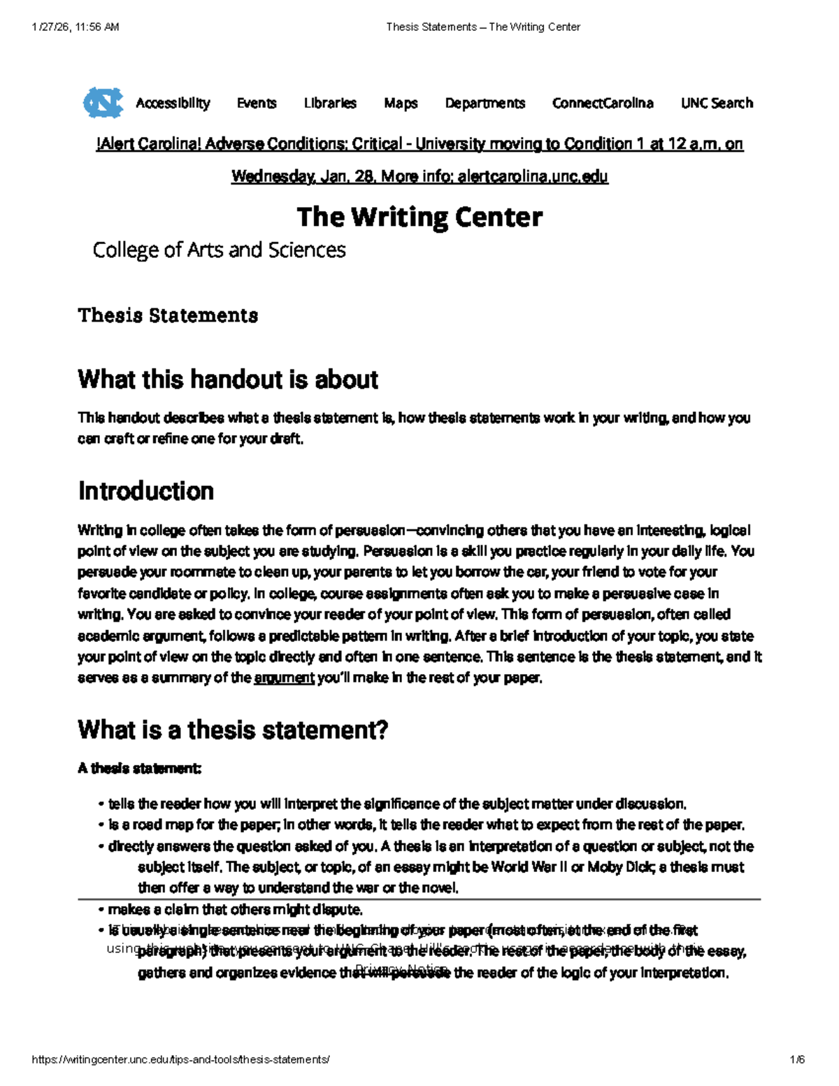 Thesis Statements Guide - Writing Center Resources - Studocu