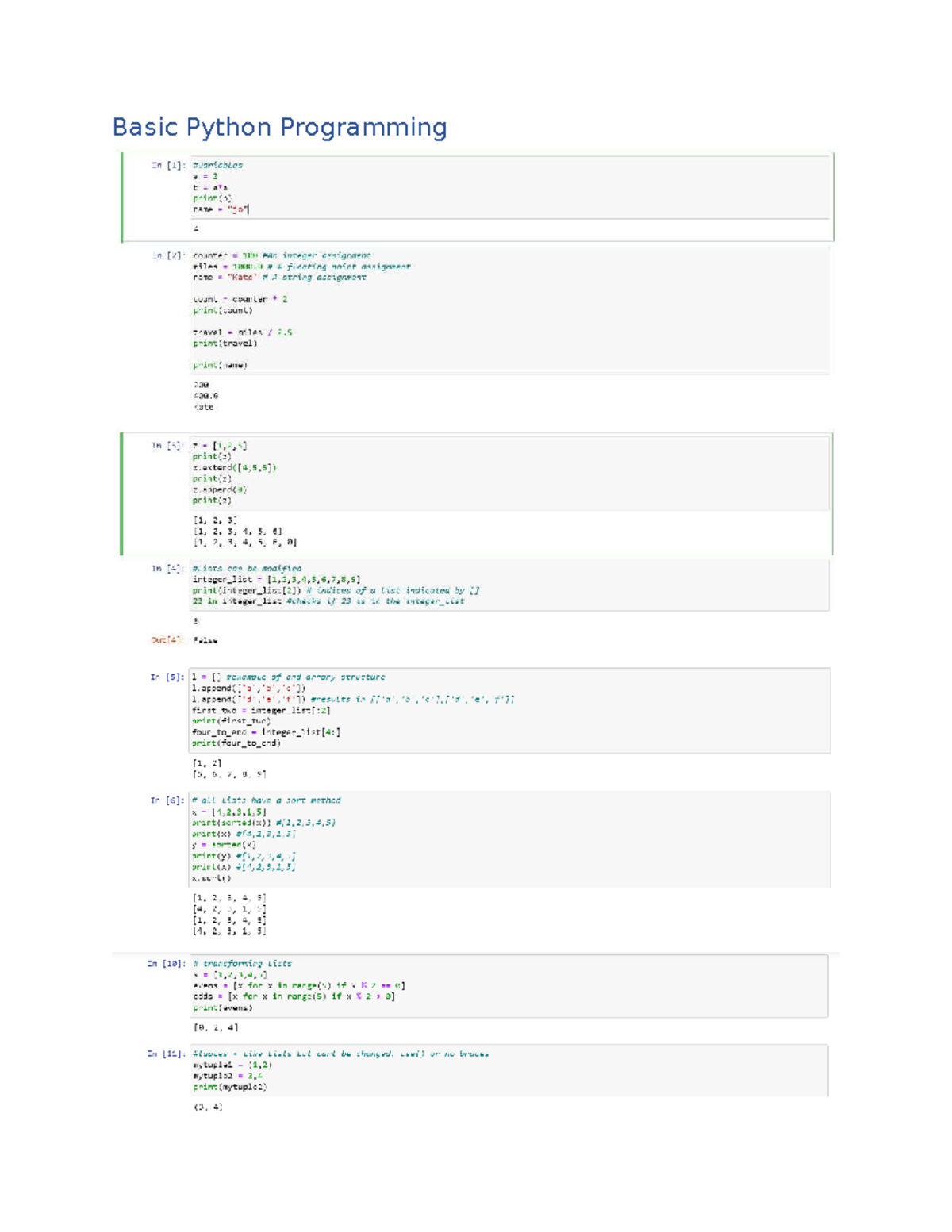 Week 1 - Basic Python Programming Concepts and Examples - Studocu