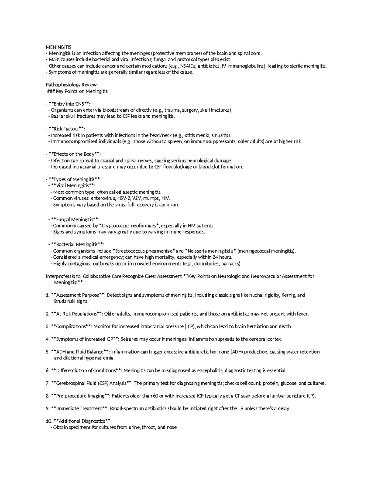 Meningitis Overview and Management: Key Concepts and Care Strategies ...